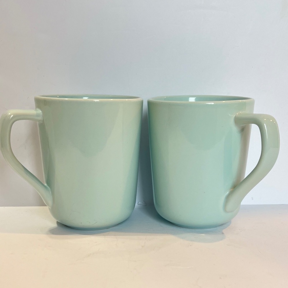 Real Simple Light Blue Stoneware Mugs Set of 2 Ceramic Coffee Cups 4.5in